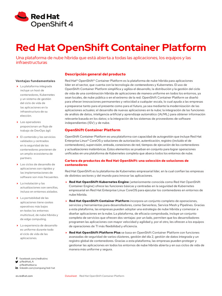 CL Openshift Container Platform Datasheet 418750pr 202307 A4 Es | PDF ...