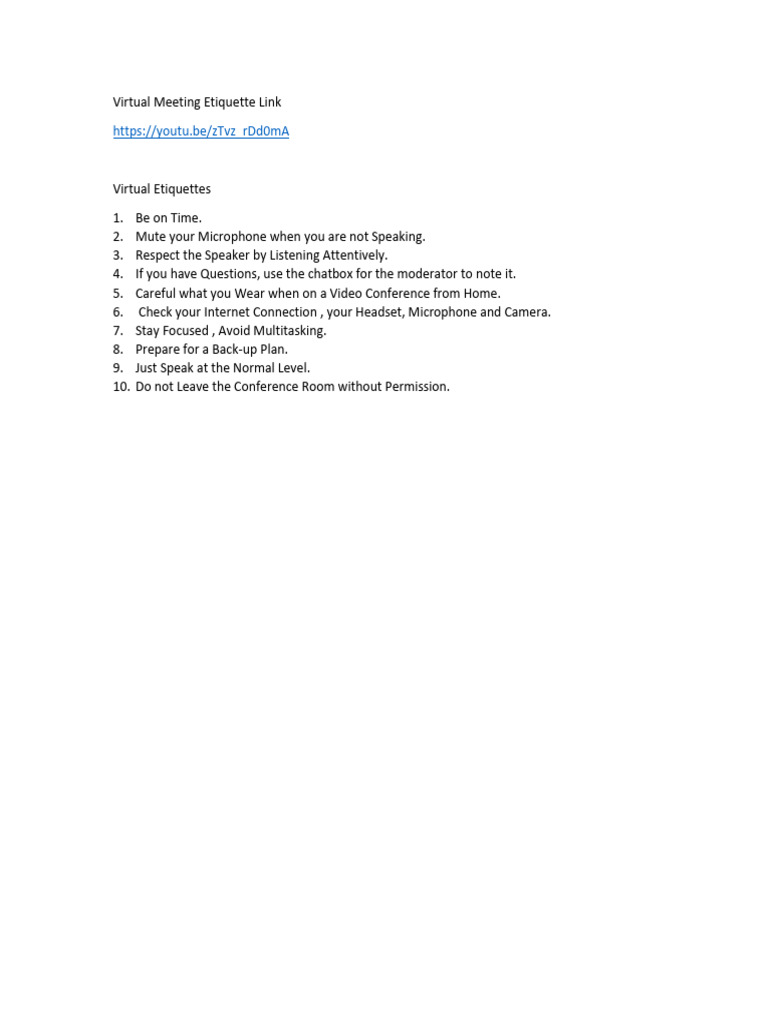 Essential Virtual Meeting Etiquette Tips | PDF