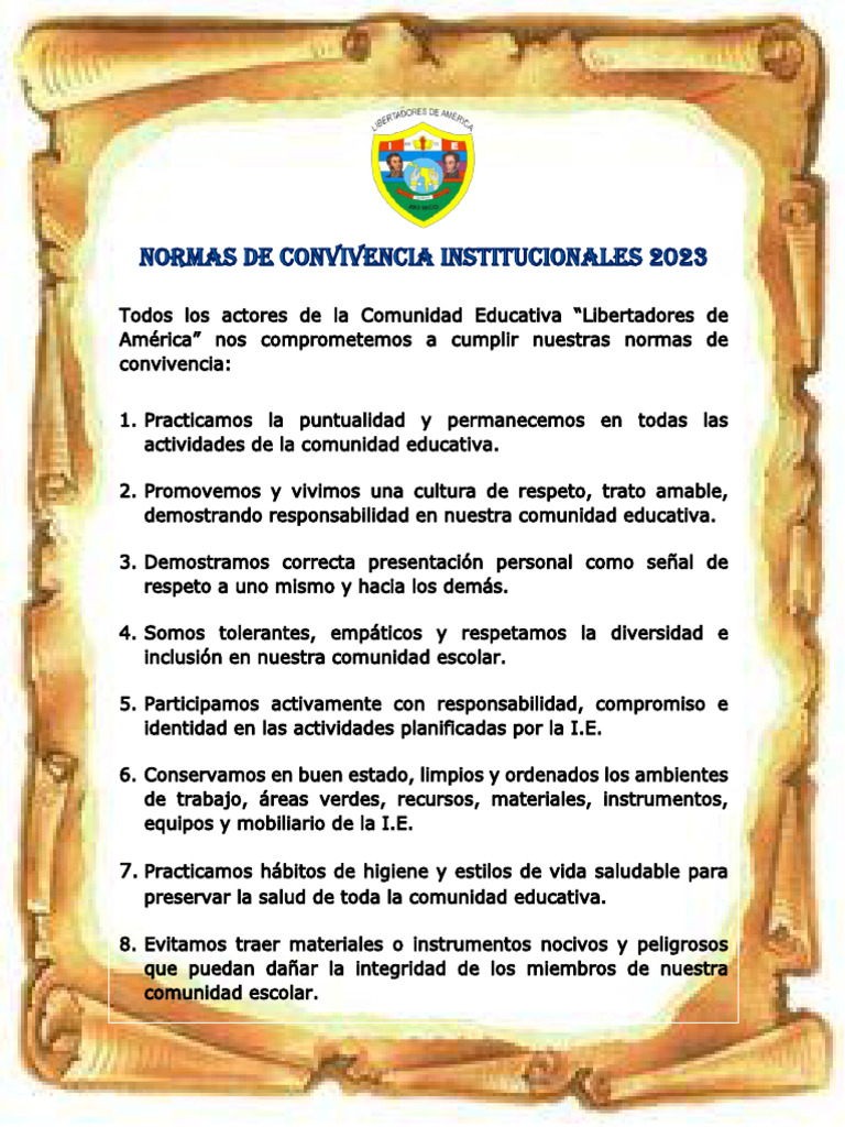 2023 - Normas de Convivencia Institucionales 2023 | PDF