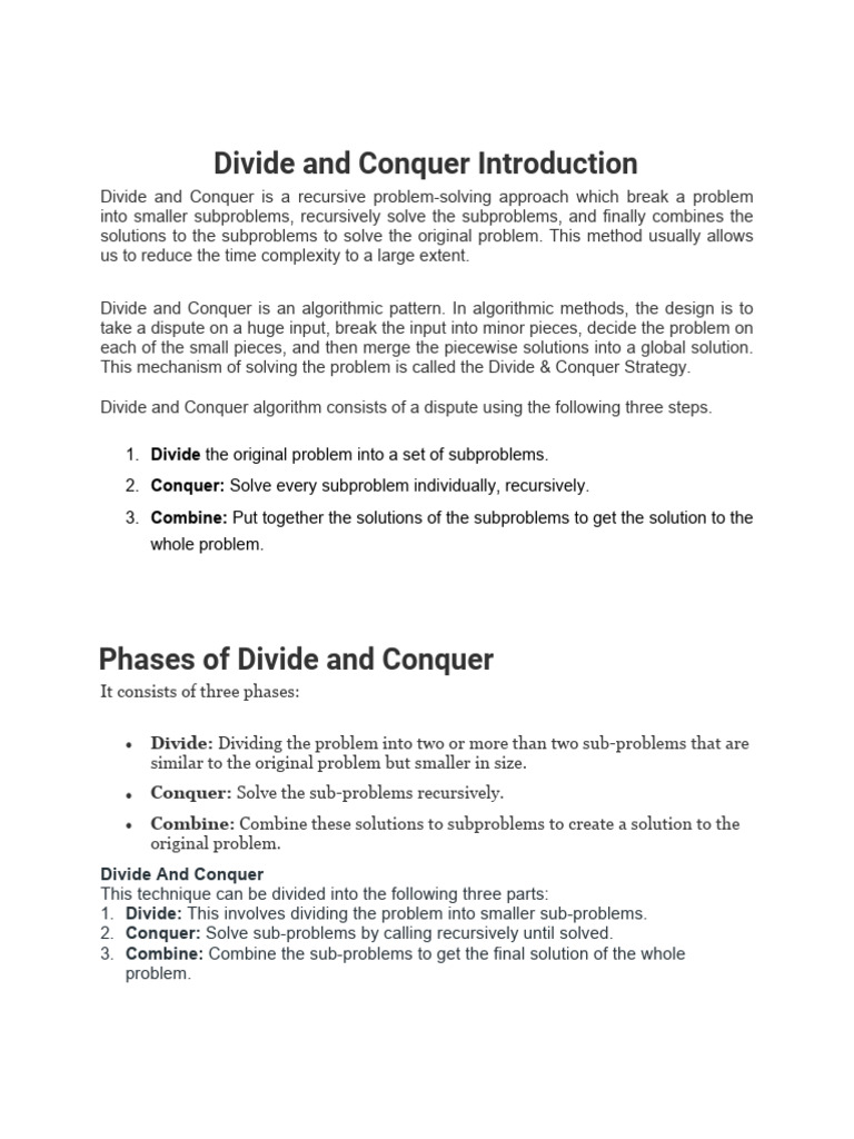 Divide and Conquer | PDF | Time Complexity | Theoretical Computer Science