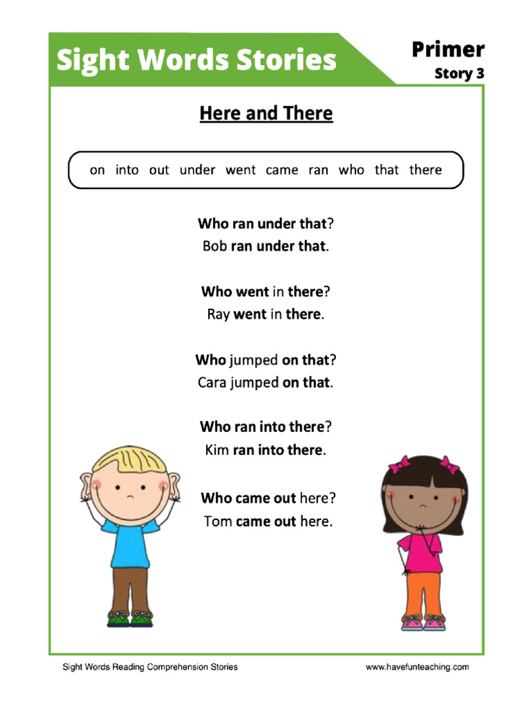 Sight Words Reading Comprehension 7 | PDF