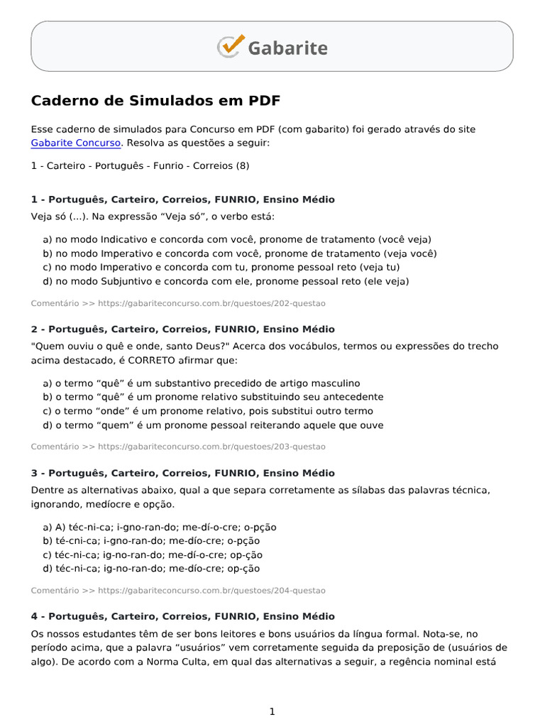 Simulados de Português para Concursos | PDF | Pronome | Estresse ...