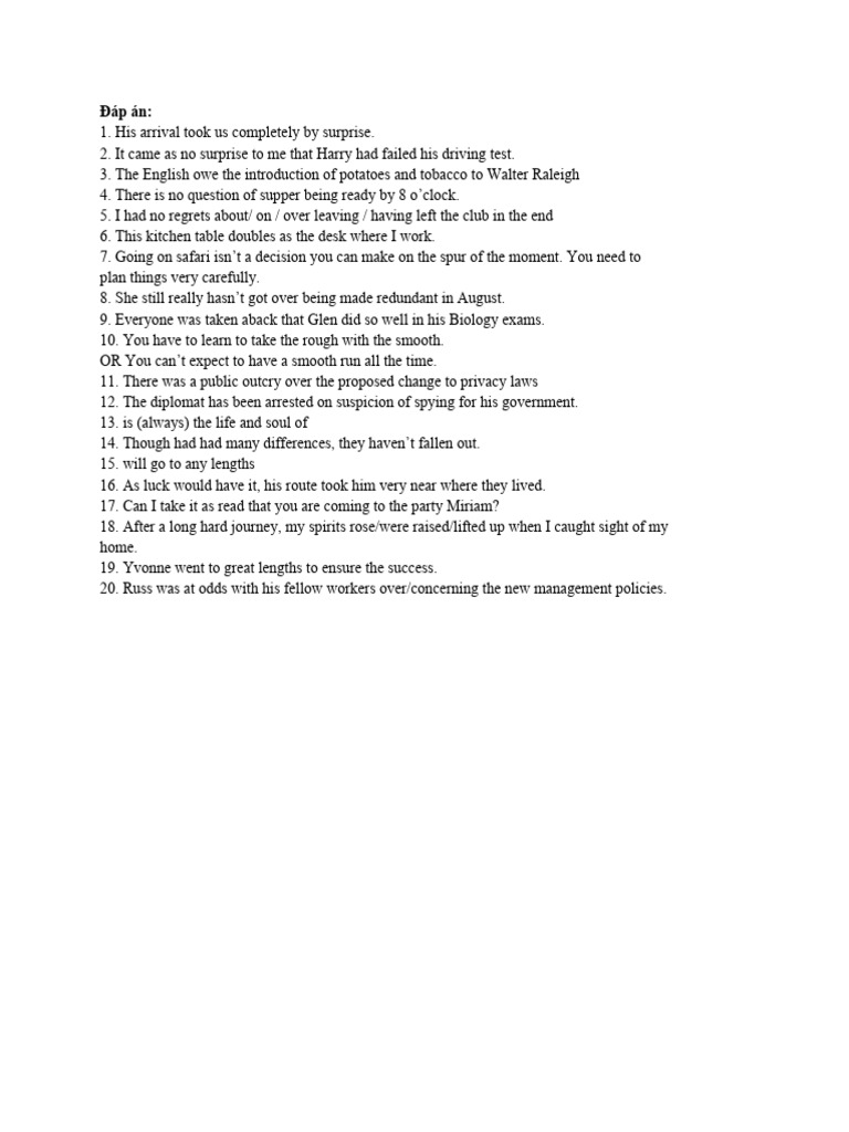 Đáp Án - Homework - Rewrite Sentences | PDF