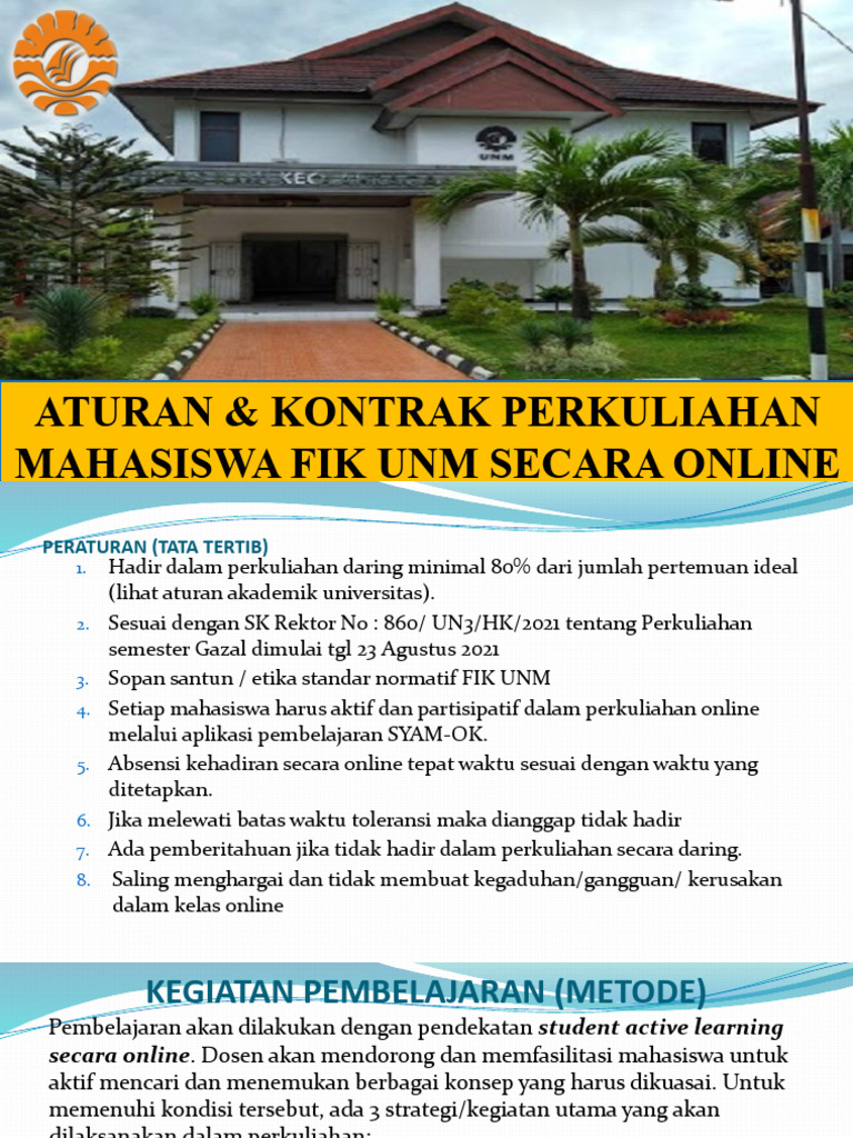 Aturan Perkuliahan Daring FIK UNM | PDF