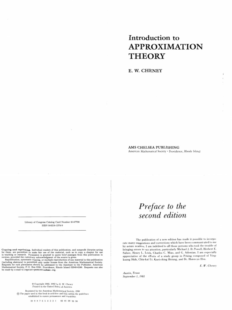 Cheney - Introduction To Approximation Theory | PDF