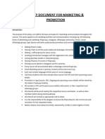 POLICY DOCUMENT FOR PROMOTION