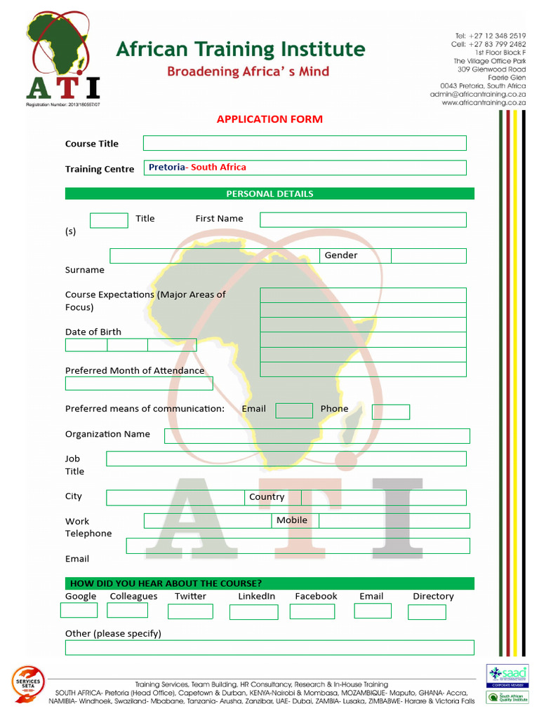 Course Application Form Template | PDF