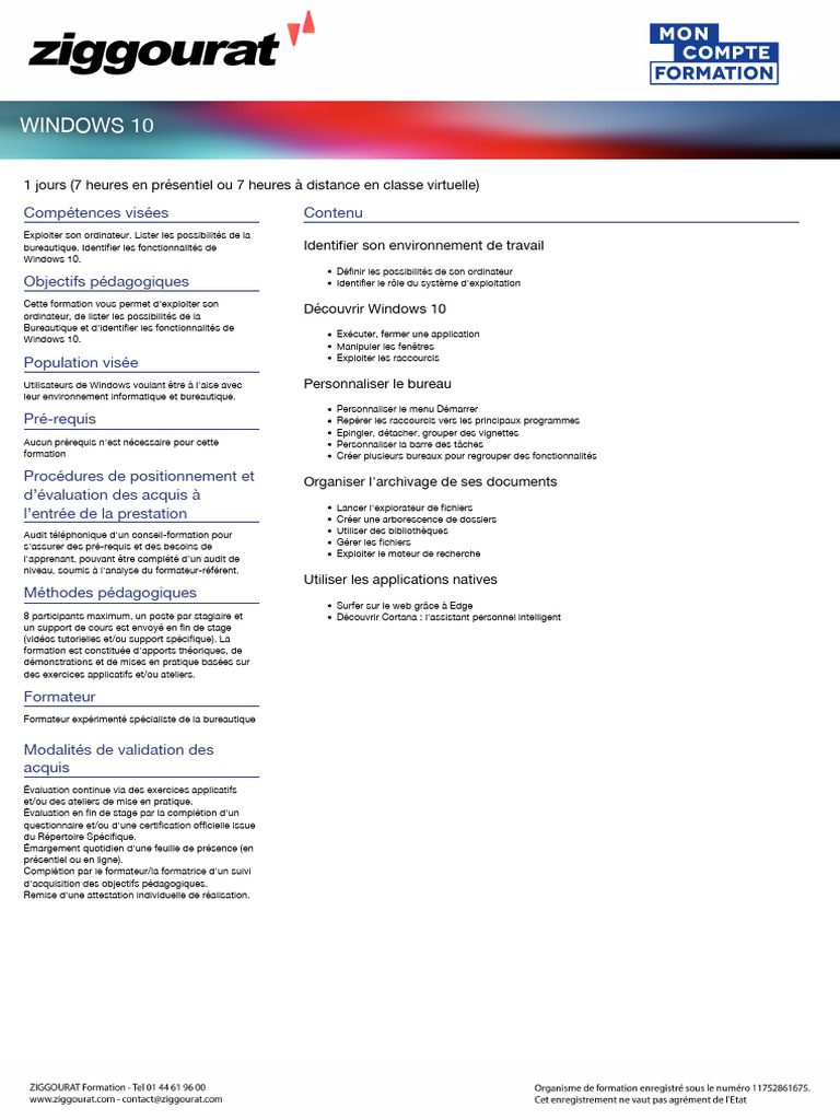 Formation Windows 10 Gratuite en PDF | PDF | Windows 10 | Microsoft Windows