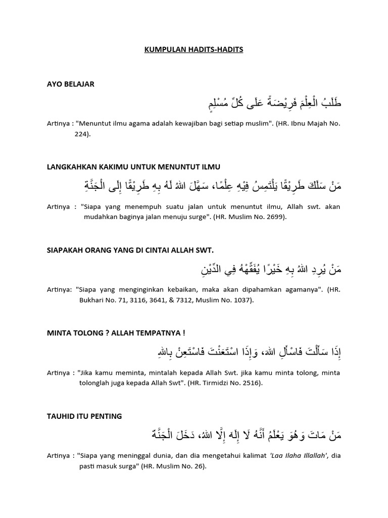 3 Hadits Tentang Kebaikan dalam Islam | PDF