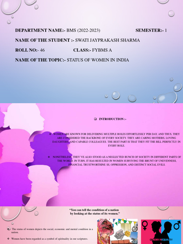 Status of Women in India: Progress and Challenges | PDF | Woman | Gender
