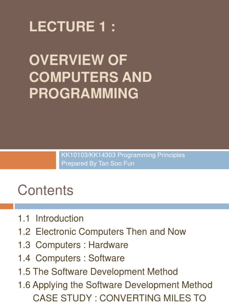 Lecture 1 Overview of Computers and Programming | PDF | Computer Data ...