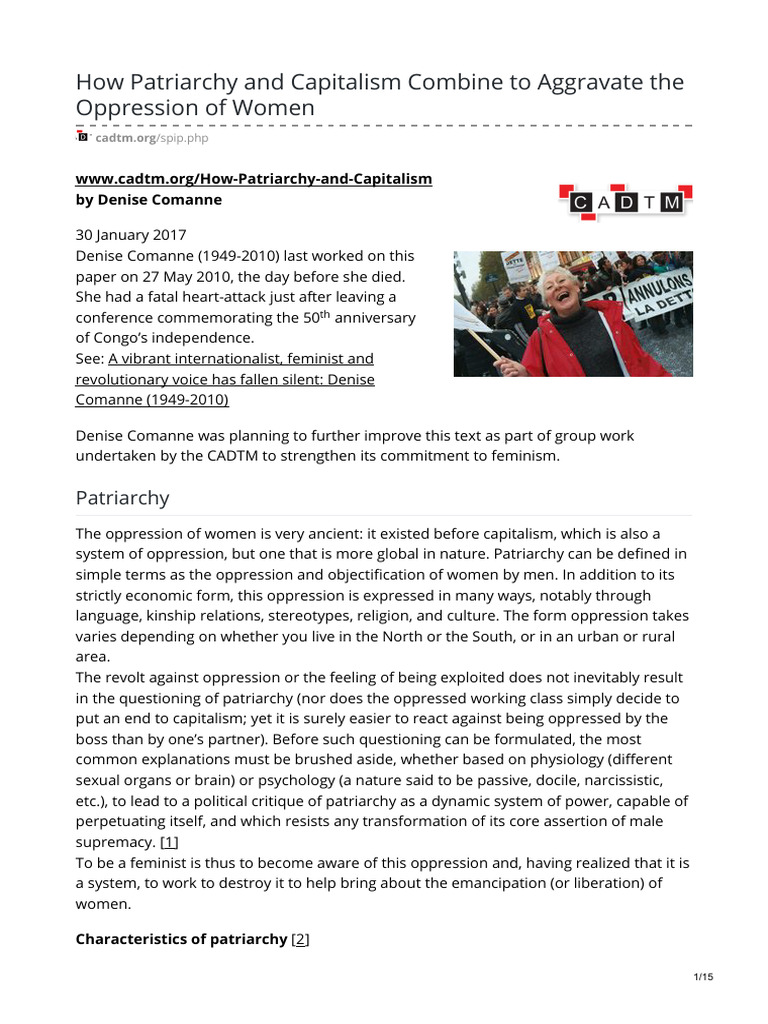 How Patriarchy and Capitalism Combine To Aggravate The Oppression of ...