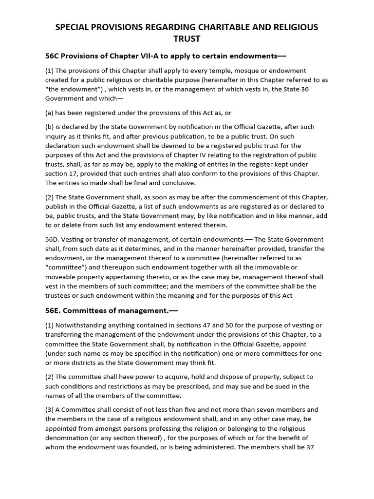 Charitable and Religious Trust Provisions | PDF | Financial Endowment ...
