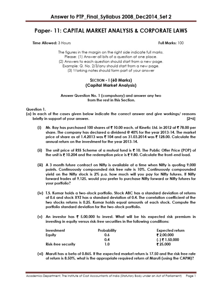 Paper11 solution pdf investment fund closed end fund
