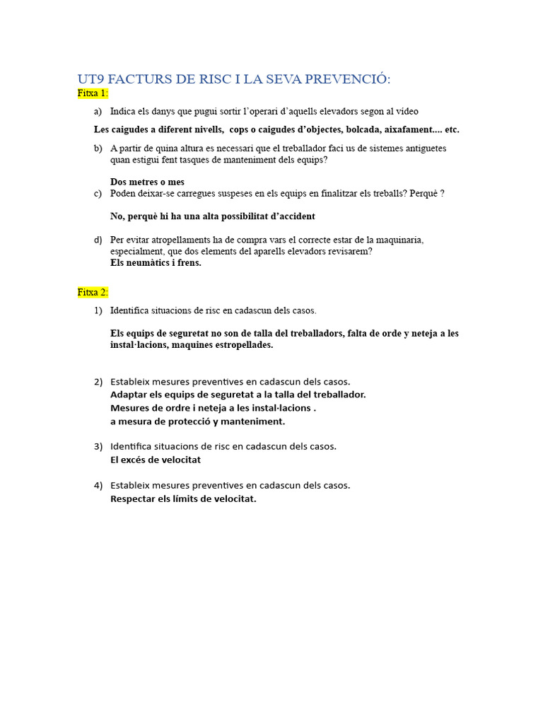 Ut9 Facturs de Risc I La Seva Prevenció | PDF