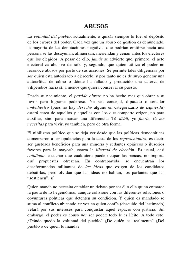 Abusos del Poder y la Voluntad Popular | PDF