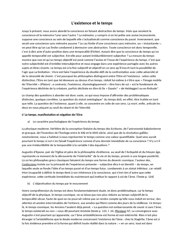 L'Existence et le Temps en Philosophie | PDF | Dieu | Existentialisme
