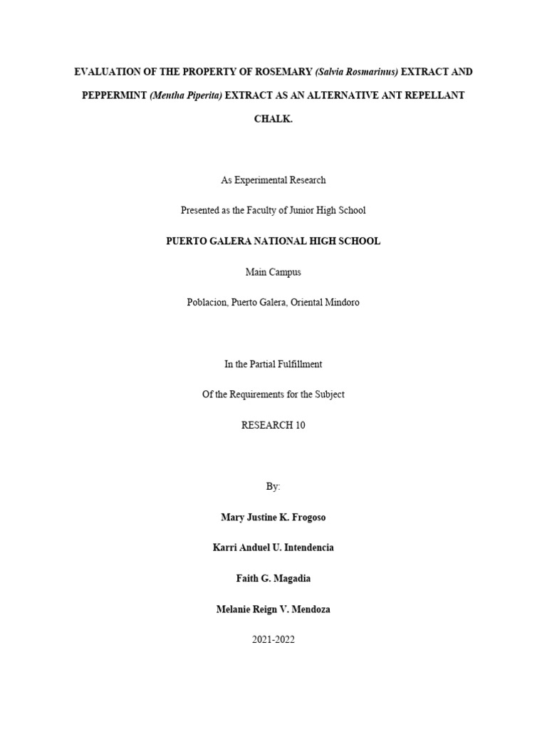 Ant Repellant Chalk From Herbs Study Pdf