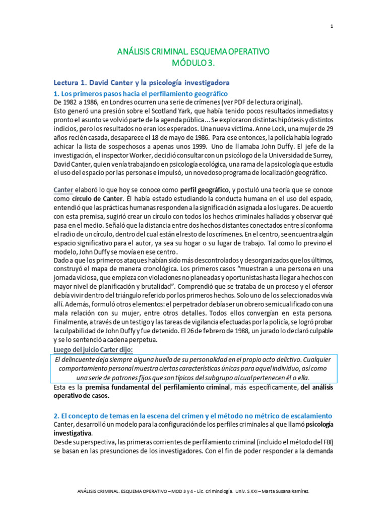 Análisis Criminal Esquema Operativo Módulo 3 Y 4 Pdf
