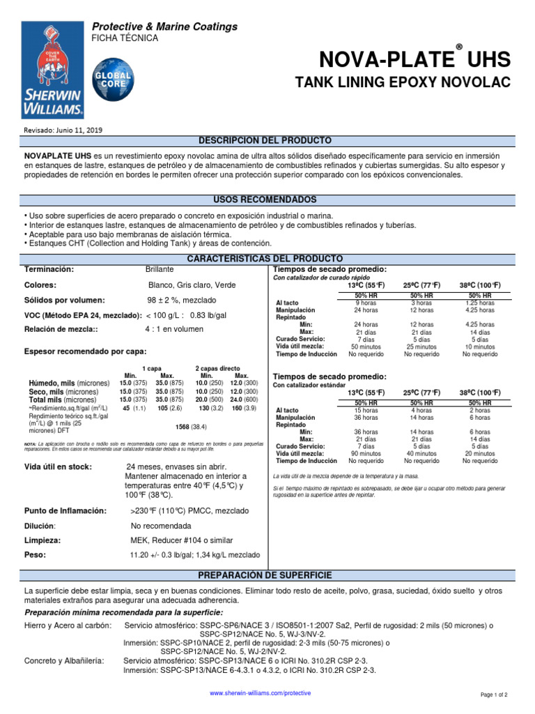 E06nov Y17nov Novaplate Uhs Global Core Esp 05 2019 | PDF | Materiales