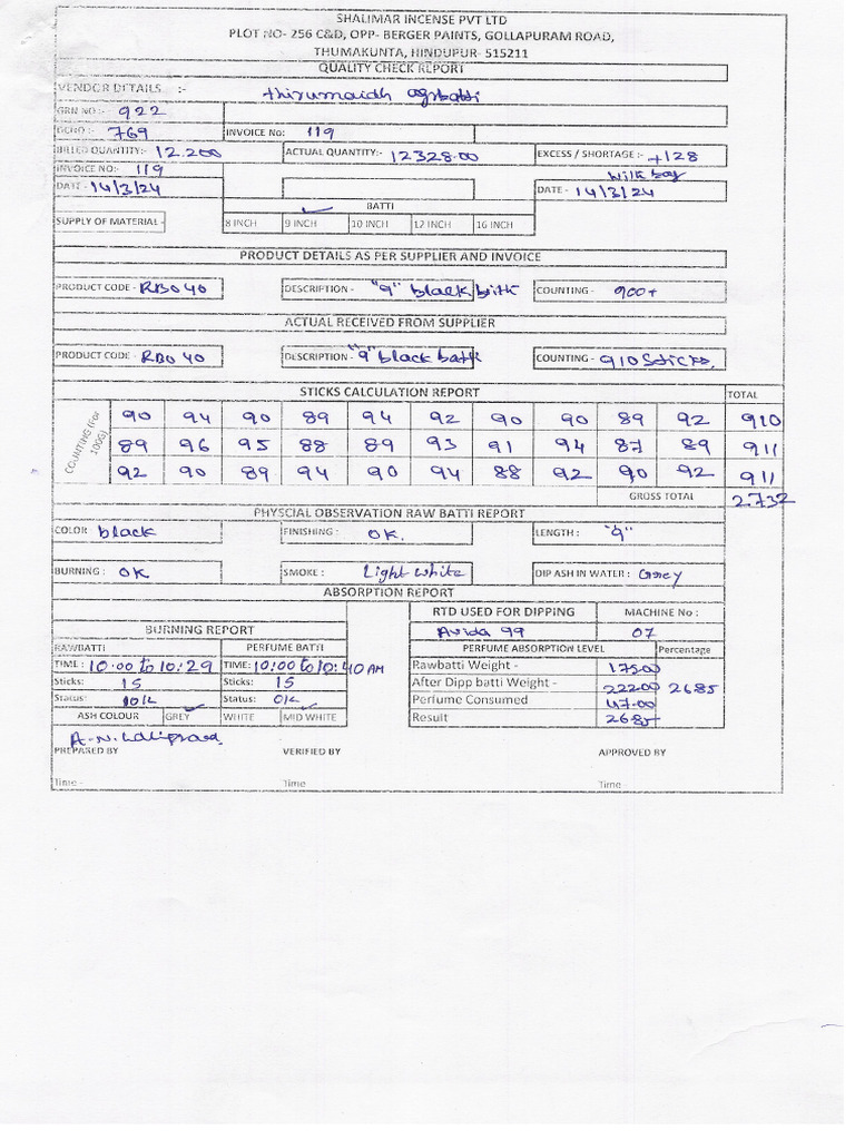 Qc report format | PDF