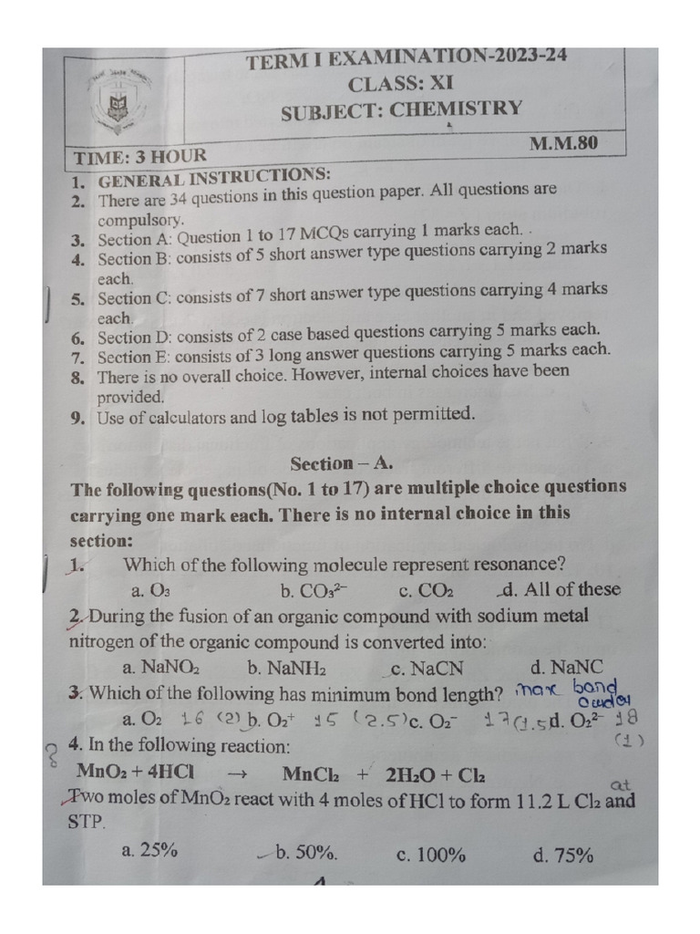 James Paper 2023 Term 1 Chemistry | PDF