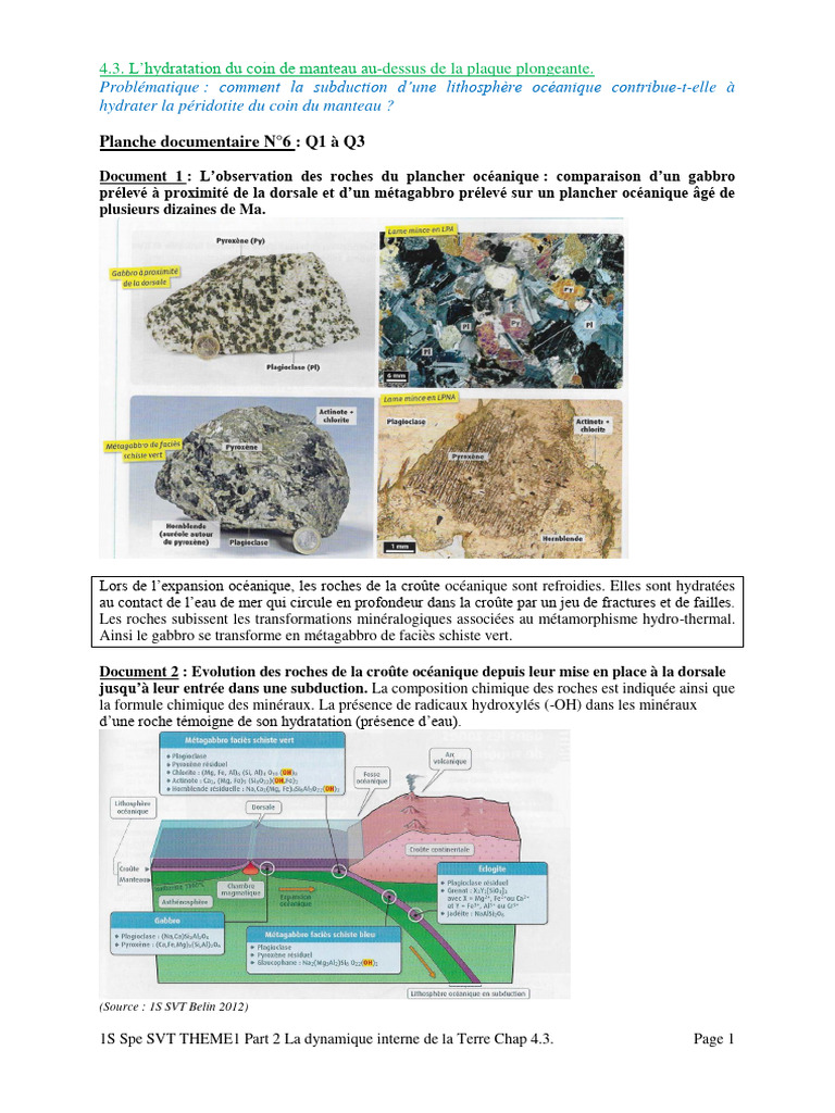 Hydratation des roches en subduction | PDF | Physique appliquée et ...