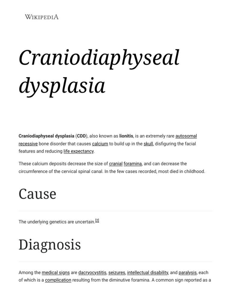 Craniodiaphyseal dysplasia wikipedia download free pdf medical