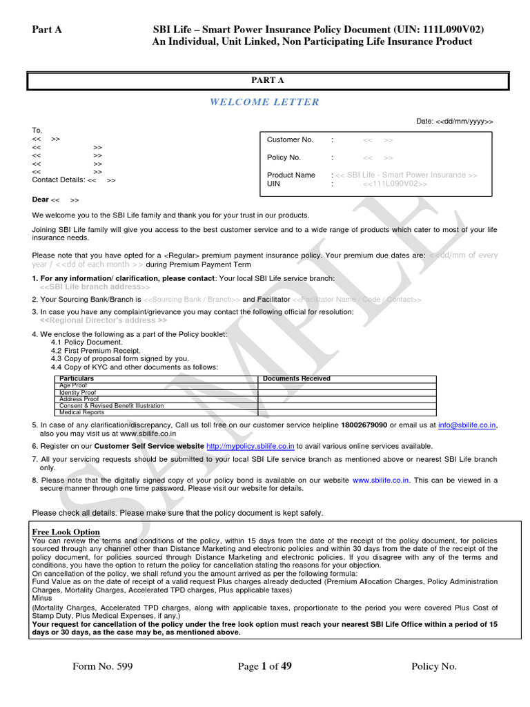 SBI Life Smart Power Insurance Policy | PDF | Insurance | Life Insurance