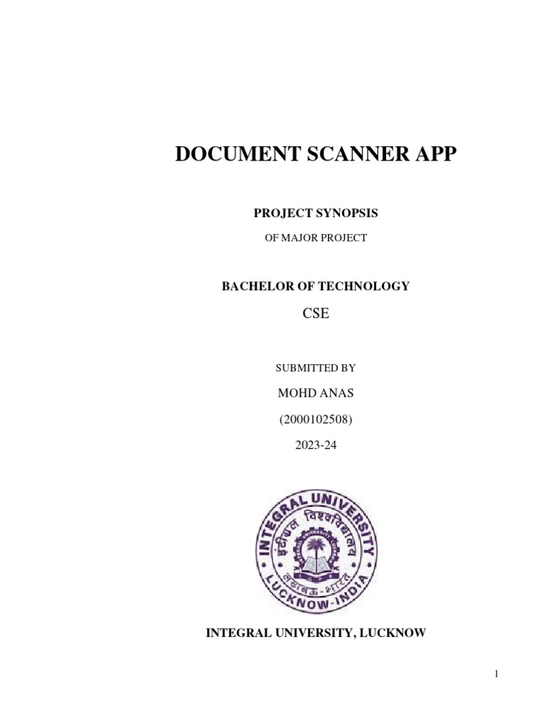 Document Scanner App Synopsiss Pdf Optical Character Recognition