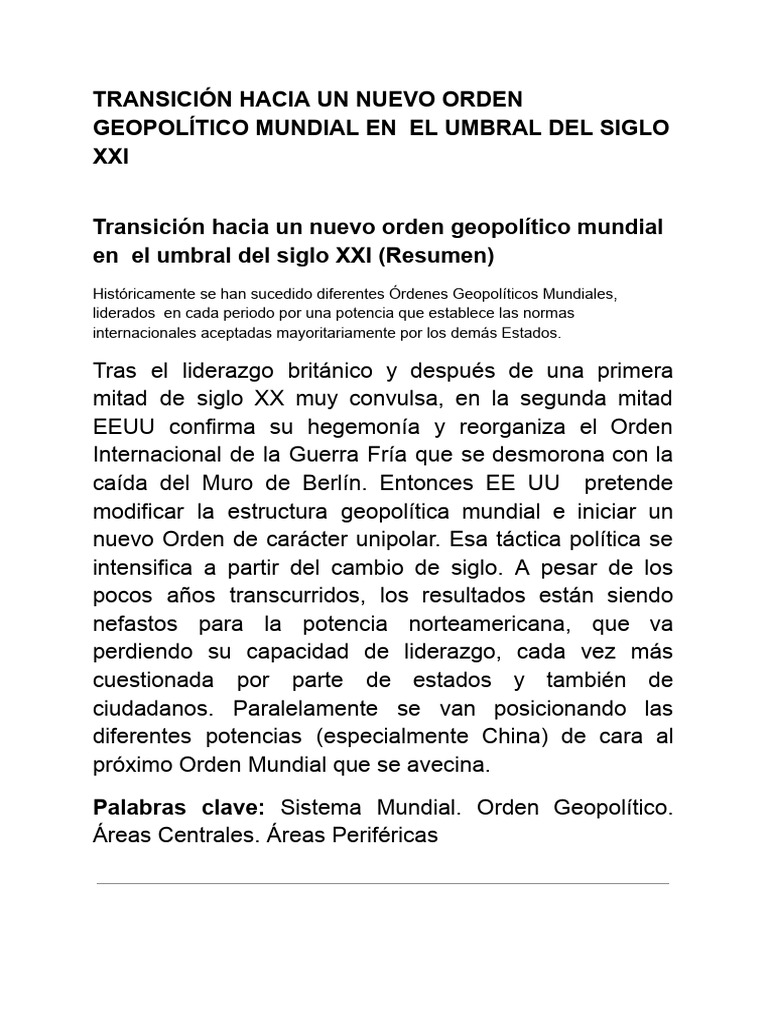 Nuevo Orden Geopolítico del Siglo XXI | PDF | Democracia | Ideologías ...