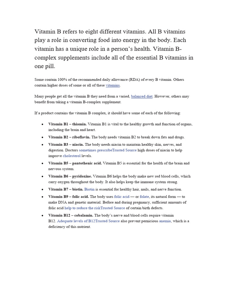 Vitamin B effects to your body PDF