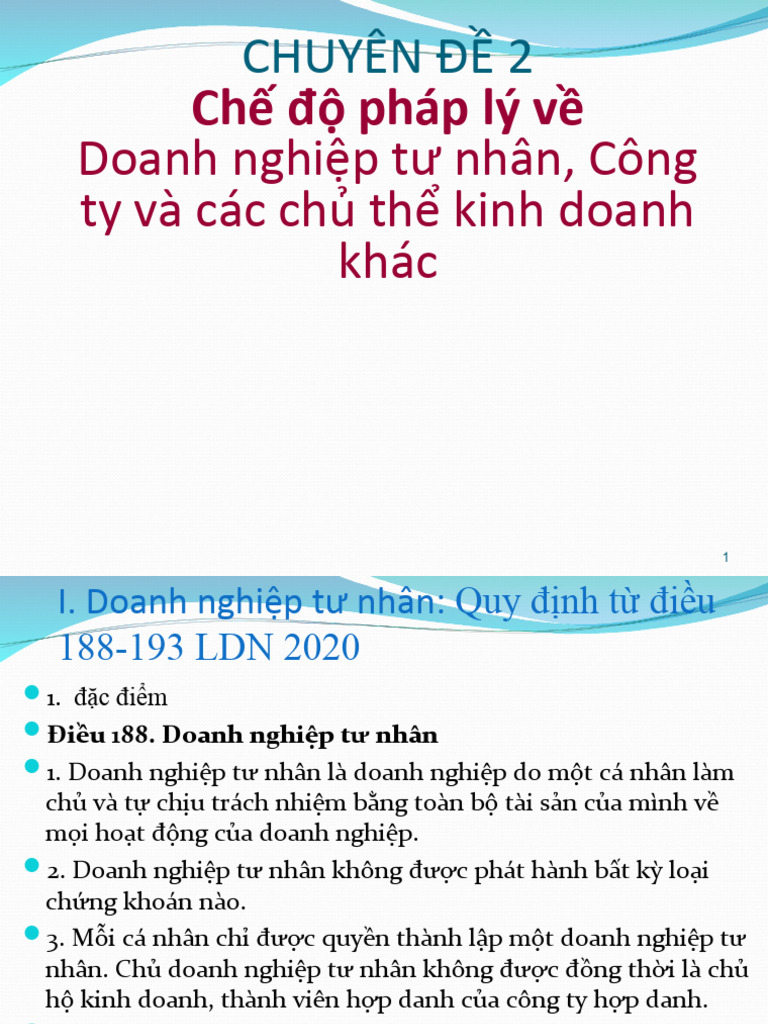 Chương 2. DNTN Và Công Ty 2020 | PDF
