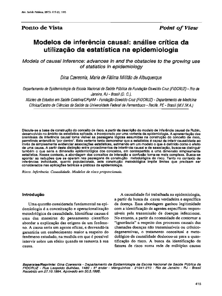 Modelos de Inferencia Causal | PDF | Fator de risco | Método científico