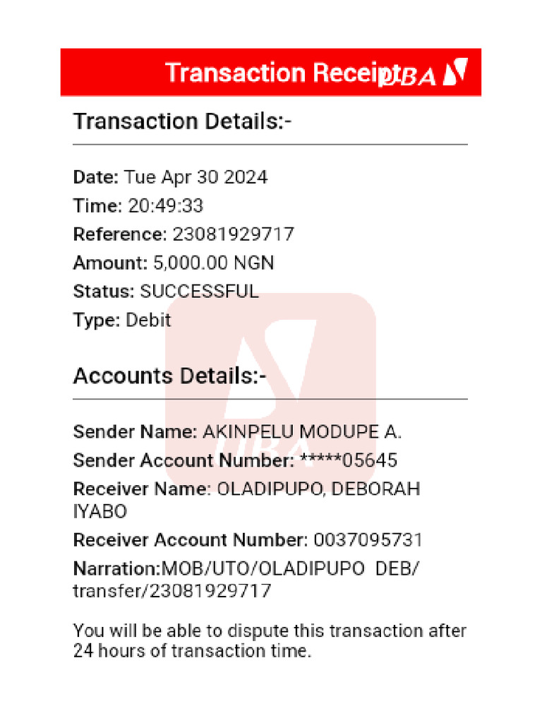 Transaction-receiptTue Apr 30 2024AKINPELU MODUPE a. | PDF