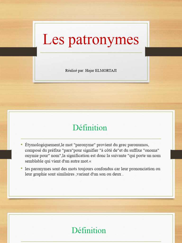 Définition et exemples de patronymes | PDF | Arts du langage et discipline