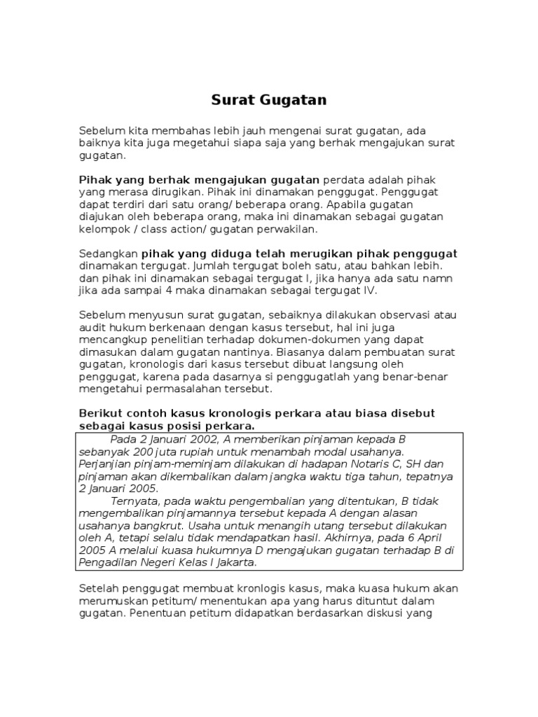 Contoh Surat Kronologi Perceraian