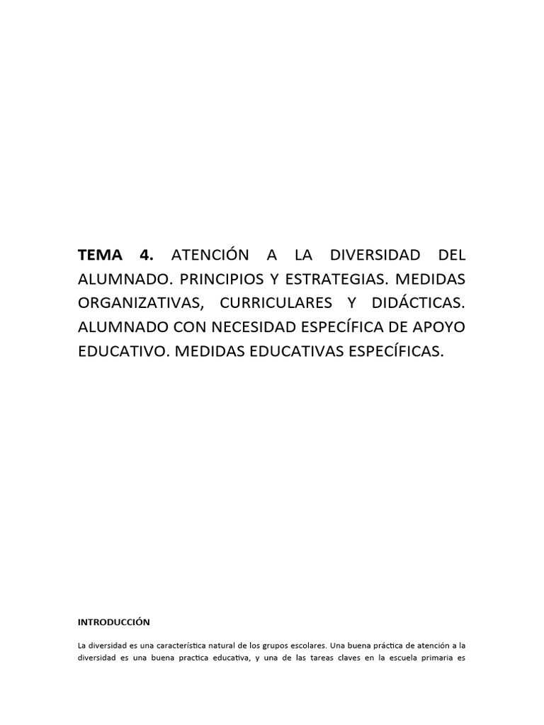 Tema 4. Atención A La Diversidad Del | PDF | Educación primaria | Plan ...