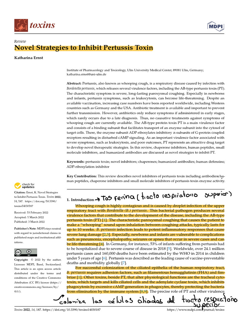 S1 - Novel Strategies To Inhibit Pertussis Toxin | PDF | Enzyme ...