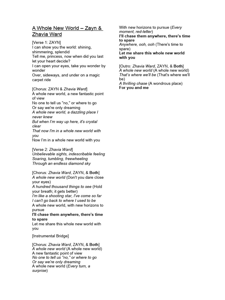A Whole New World Lyrics Analysis | PDF | Religion & Spirituality