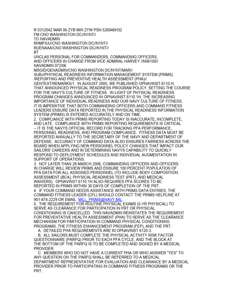 Navadmin R 031204z Mar06 | PDF | Science & Mathematics