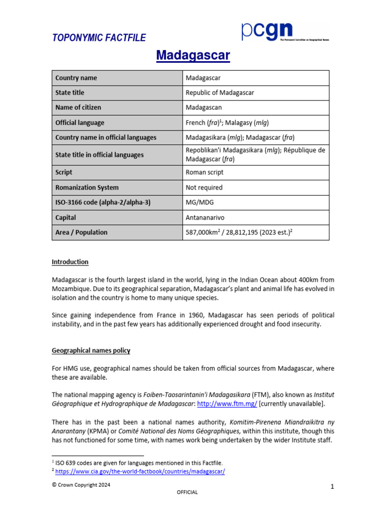 Madagascar Ymic - Factfile | PDF | Madagascar | Stress (Linguistics)