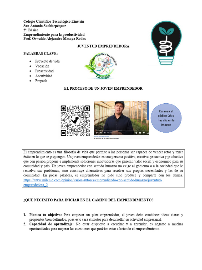 Emprendimiento Juvenil: Claves para el Éxito | PDF | Iniciativa ...