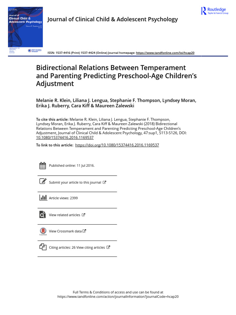 Bidirectional Relations Between Temperament and Parenting Predicting ...
