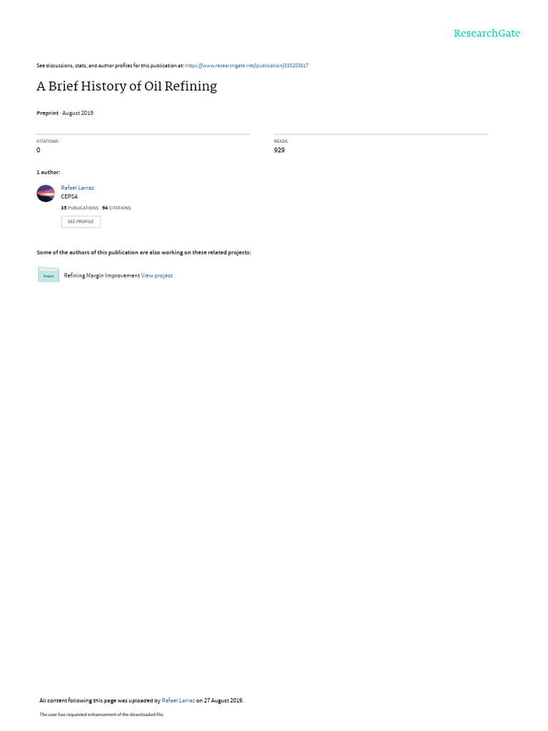 Refining History Rev 21 Pdf Cracking Chemistry Gasoline