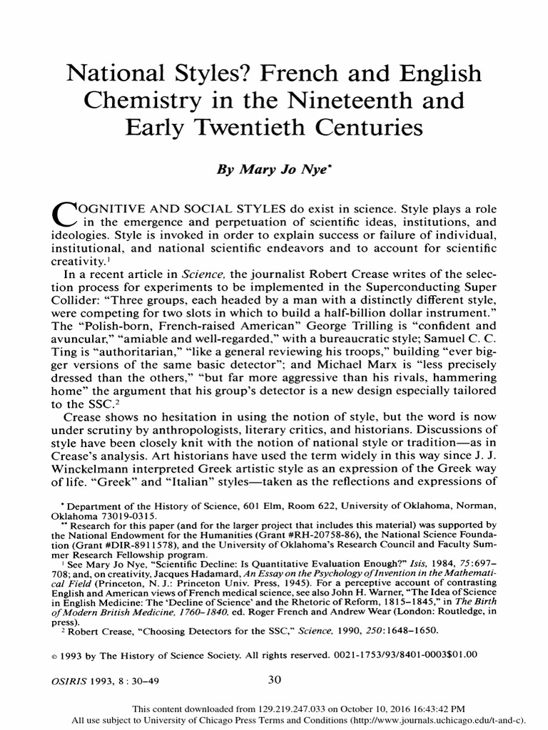 National Styles in 19th-20th Century Chemistry | PDF | Science ...