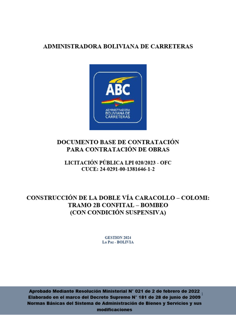 Comfital Bombeo Caracollo Colomi | PDF | Bolivia | Presupuesto
