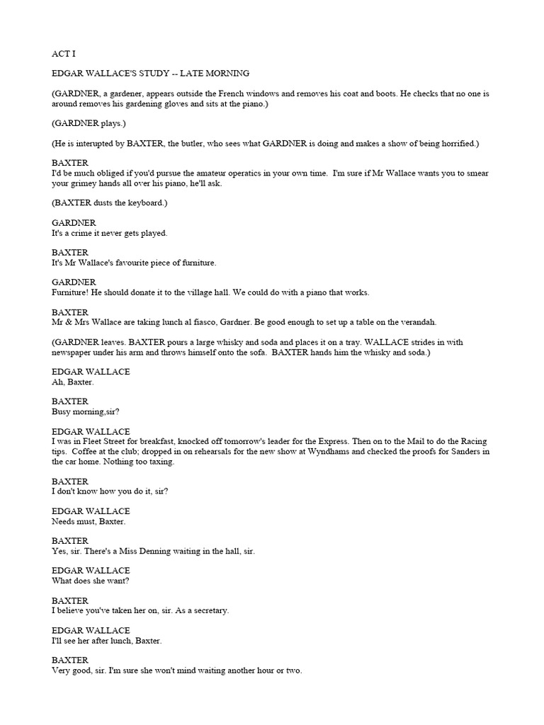 Edgar Wallace's Afternoon Drama | PDF