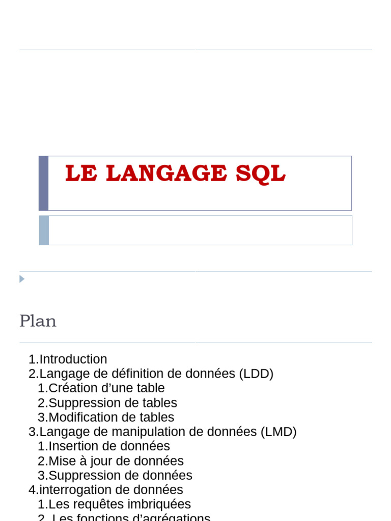 Introduction au langage SQL et ses commandes | PDF | SQL | Design de ...