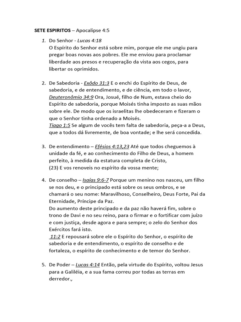 Os Sete Espíritos de Deus na Bíblia | PDF | Jesus | Isaías